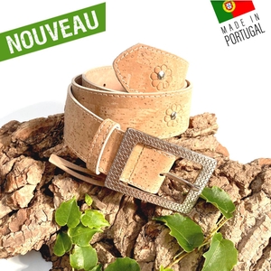 Ceinture Vegan en liege artisanale "Marguerite"