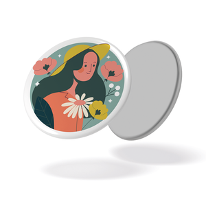 Magnet - Au jardin - Femme fond bleu - 106