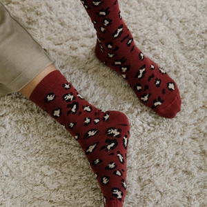Pack de 2 paires de chaussettes léopard, blanc - bordeaux