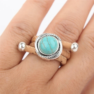 Bague en liège artisanale "La turquoise"
