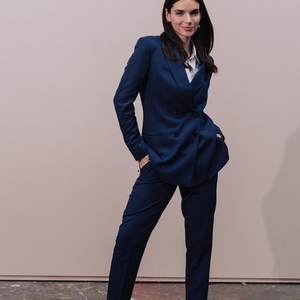Veste de tailleur longue croisée