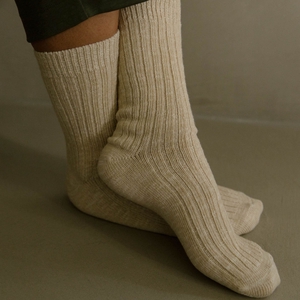Chaussettes chinées femme beige clair