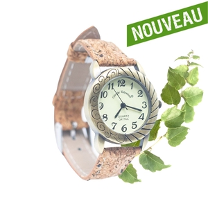 Montre Vegan en liège artisanale "RETRO"