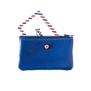 EMILE Porte-monnaie Cuir de vachette Upcyclé Mer Indigo