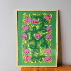Affiche A3 Encadrée - Fleurs Vertes