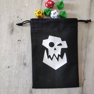 Bourse à dés noire - motif Ork, Gork ou Mork