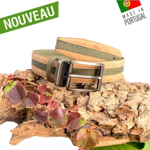 Ceinture artisanale en liège naturel Kaki