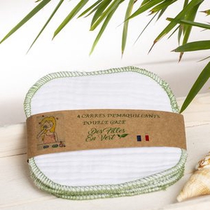 Carrés démaquillants réutilisables BIFACE - pistache
