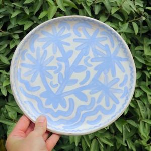 Assiette Céramique Fleurs Bleues