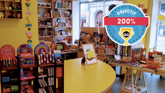 Cover image of the project La Librairie jaune citron doit garder la pêche !