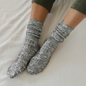 Chaussettes chinées femme gris clair
