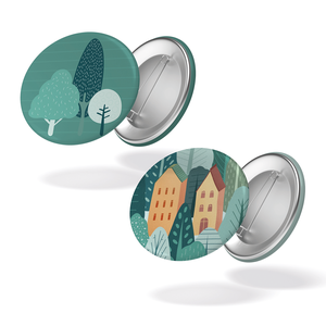 Lot de 2 badgest - Du vent dans les cimes - Maisons + arbres - 81