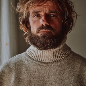 JACQUES Pull à col roulé pour hommes en laine mérinos - Beige