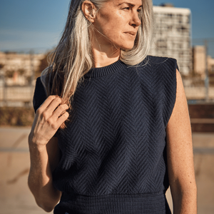 VALENTINE Top sans manches en coton biologique - Bleu marine