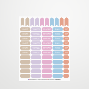 Les stickers organisation - Mots pastels
