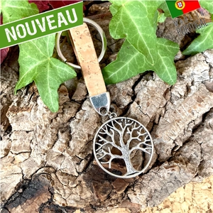 Porte-clé liège artisanal Arbre de Vie Cercle "color"