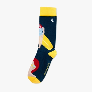 Atelier Salé | Chaussette à l'unité "Surfer la nuit jaune"