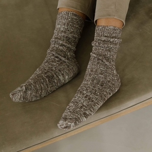 Chaussettes chinées femme chocolat