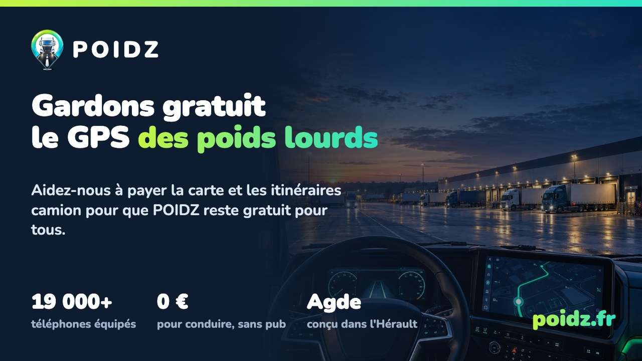 Soutenez POIDZ, le GPS gratuit des poids lourds