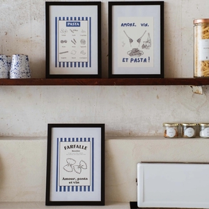 Trio Affiches AMORE VIN et PASTA - illustration