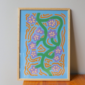 Affiche A3 encadrée - Fleurs Lilas