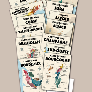 Pack complet 13 cartes postales - Les Vins de France 👉-25%
