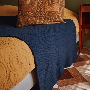 ISABELLE Plaid en laine mérinos - Bleu marine