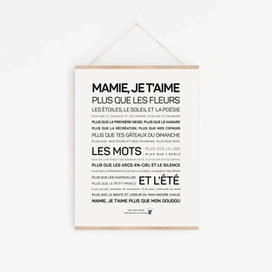 Affiche "Mamie, je t'aime plus que des fleurs"