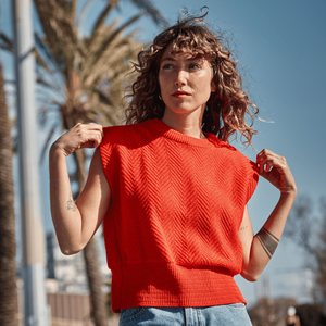 VALENTINE Top sans manches en coton biologique - Rose poudré