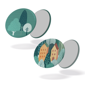 Lot de 2 magnets - Du vent dans les cimes - Maisons + arbres - 81