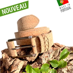 Ceinture artisanale en liège naturel boucle tressée
