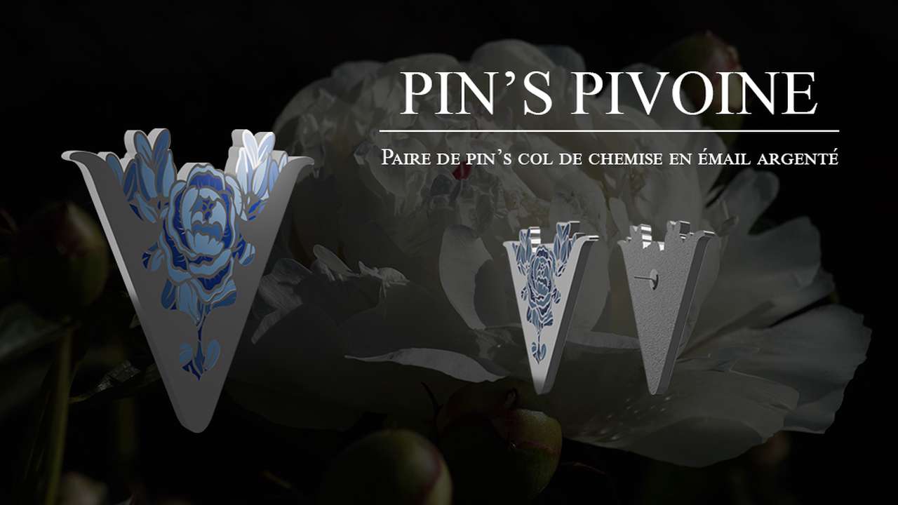 Pin's col de chemise pivoine - Ulule