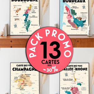 Pack complet 13 affiches XXL 50x70 cm - Les Vins de France 👉-30%