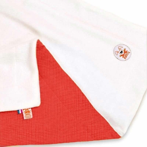 Couverture Polaire en Coton Bio Fraise et Blanc