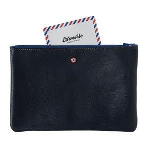 CAMILLE Pochette Cuir de vachette Upcyclé Lune Bleue